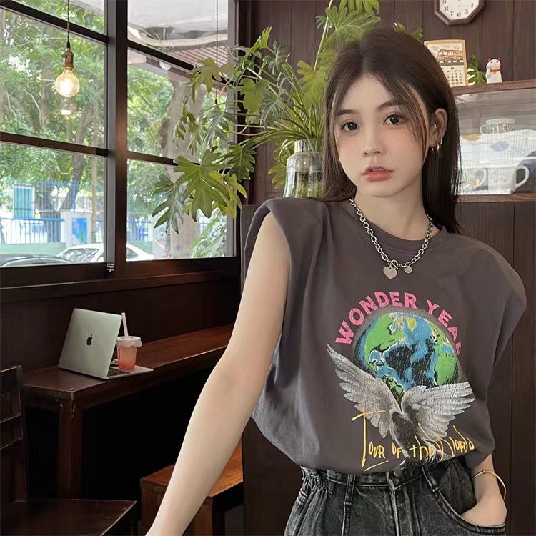 Áo Thun Thể Thao Nữ Cộc Tay Cổ Tròn Có Đệm Vai Phong Cách Mới