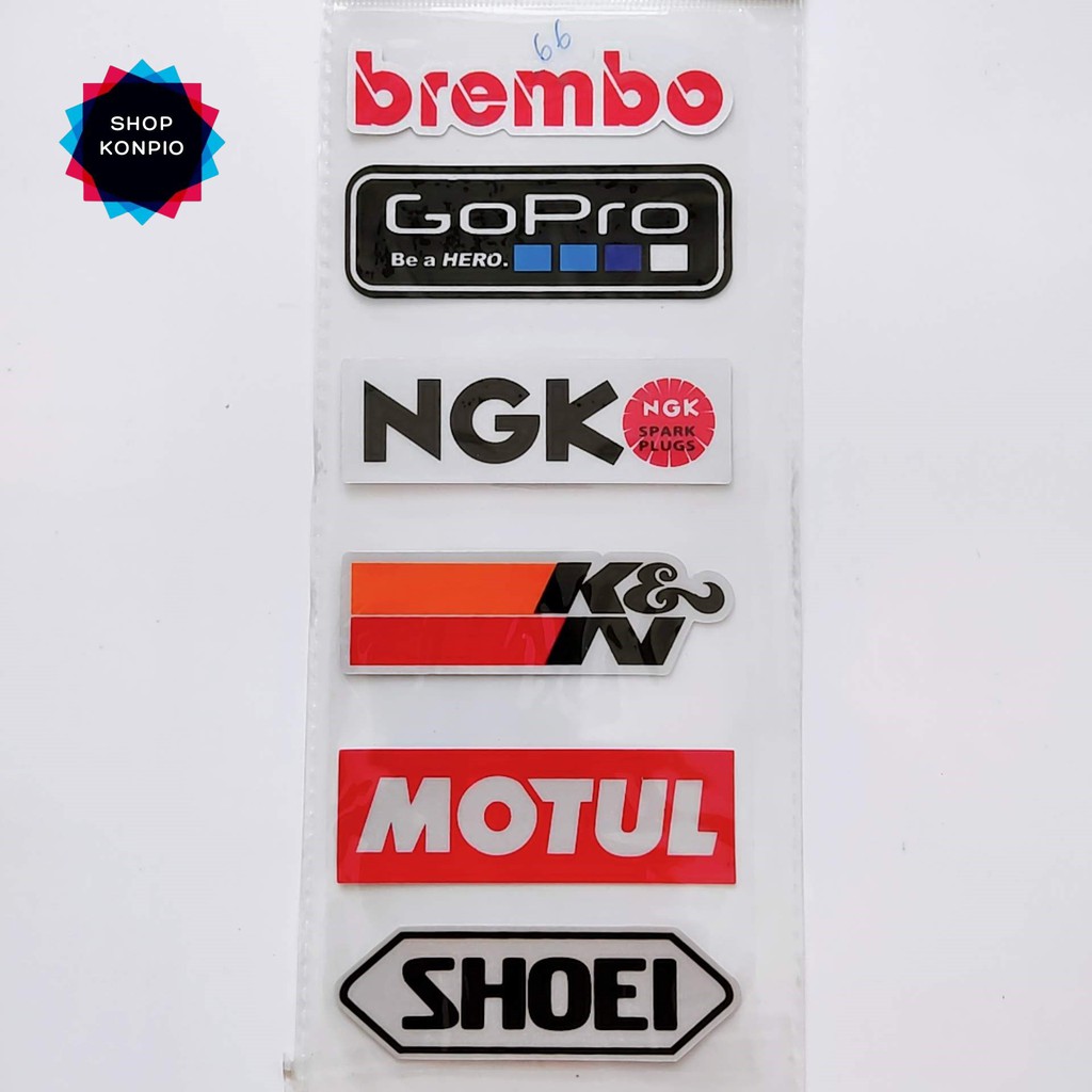 Bộ Tem Sticker Phản Quang Brembo GoPro Cao Cấp Dán Xe Máy, Ô Tô, Mũ Bảo Hiểm, Chống Thấm Nước, Chống Bay Màu