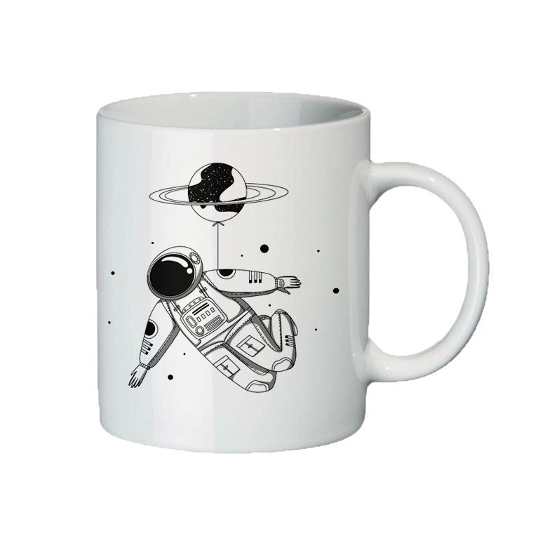 Cốc Sứ Dễ Thương Phi Hành Gia đen trắng lofi  300ml  decor, quà tặng, in logo theo yêu cầu - SunStoreVN