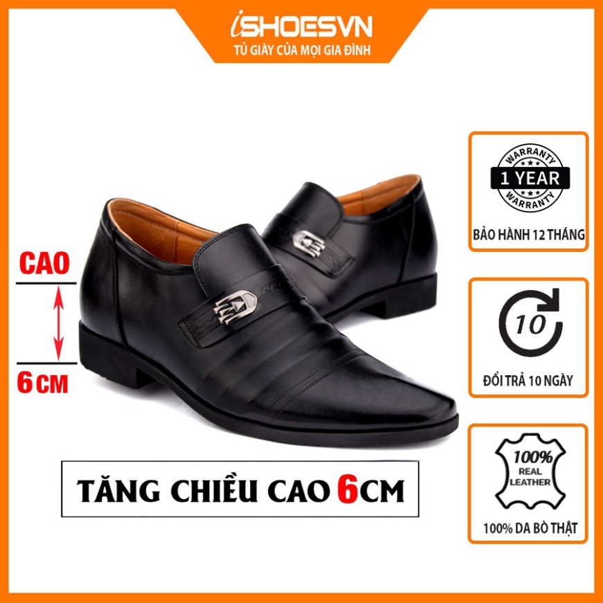 Giày da nam tăng chiều cao ISHOESVN IS249 - Giày lười công sở giày ishoes