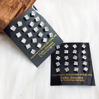 Khuyên tai nụ Inox đính hạt đá