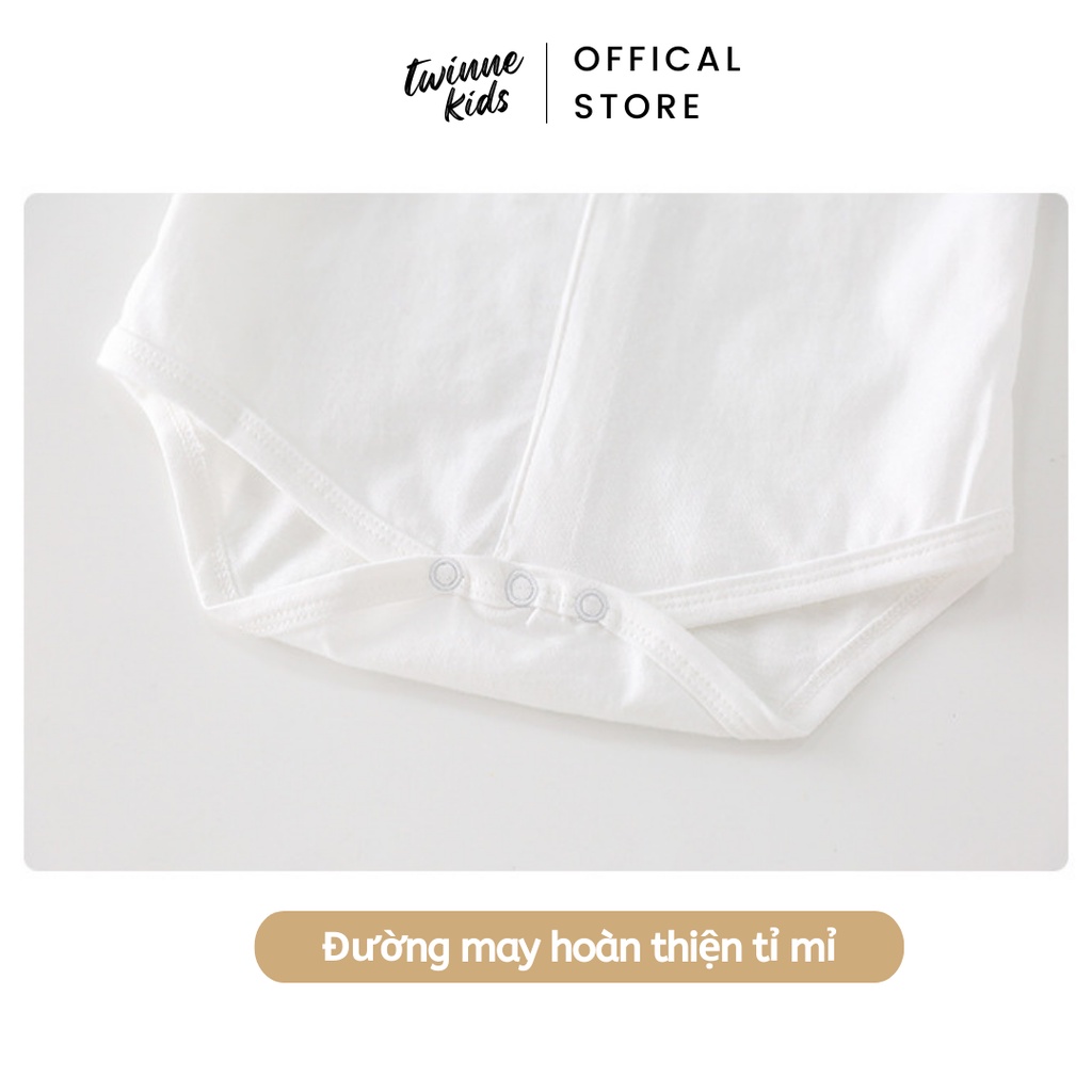 Sơ mi trắng cộc tay bé trai Twinne Kids mặc thôi nôi đầy tháng, sinh nhật chất liệu cotton dưới 3 tuổi