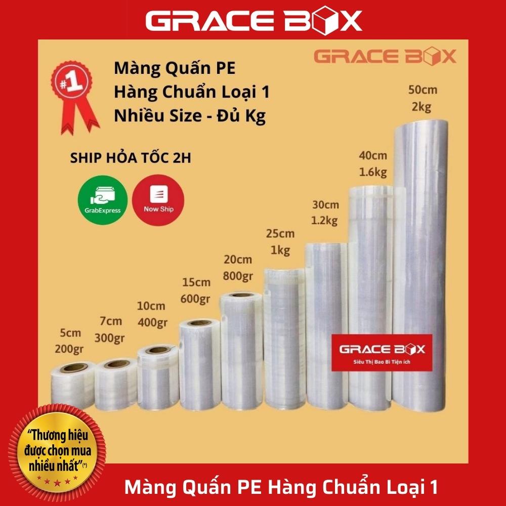 {Giá Xưởng} Màng PE Loại 40cm Nặng 1.6Kg Lõi 160gr Quấn Hàng Hoá Tiêu Chuẩn Chất Lượng Loại 1 - Siêu Thị Bao Bì Grace Bo