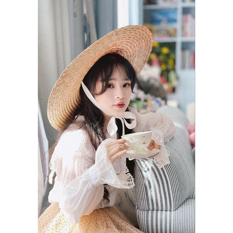 Mũ cói Gaucho rộng vành buộc dây vintage 12 và 15cm đi biển che nắng tốt 100% tự nhiên ship 1h không lo hỏng
