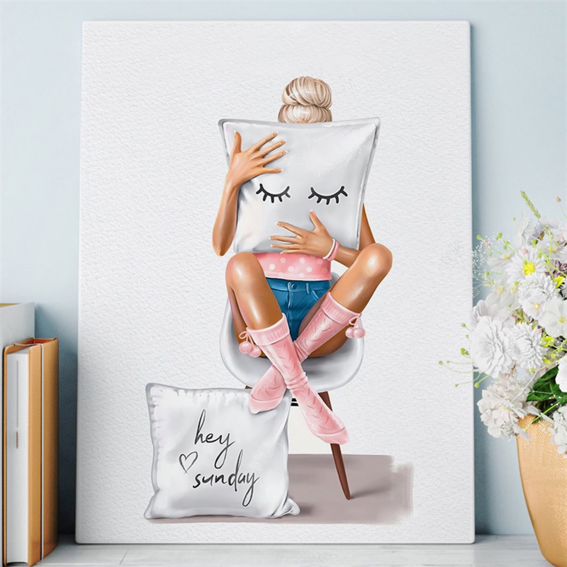 Tranh Vải Canvas Treo Tường Trang Trí Tiệm Salon Phong Cách Bắc Âu Hiện Đại