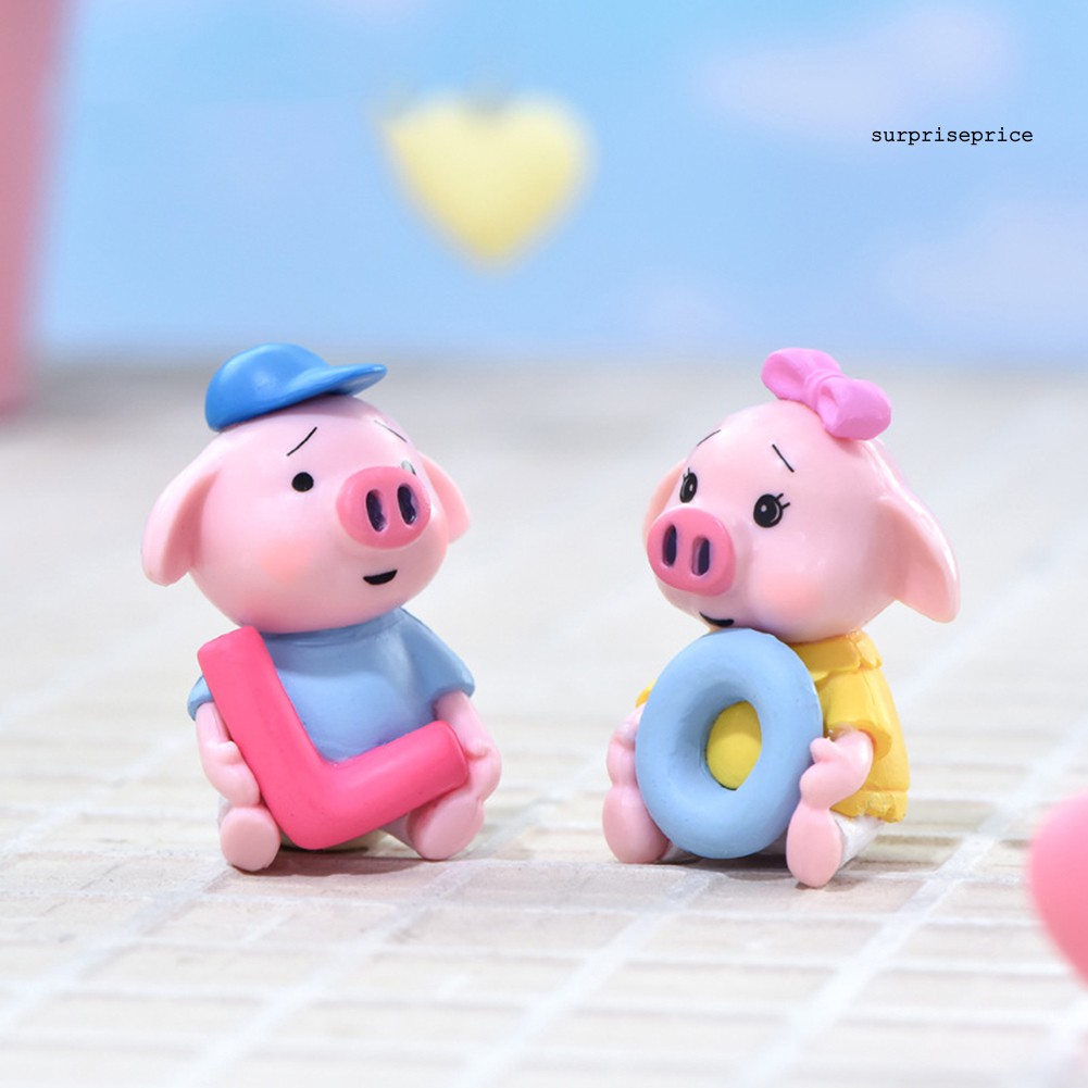 Set 4 mô hình chú heo mini trang trí sân vườn/xe hơi đa năng xinh xắn