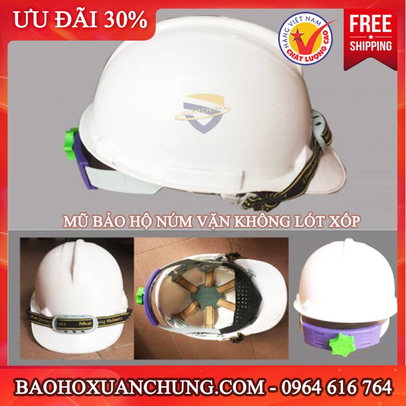 Mũ bảo hộ lao động núm vặn, Mũ kỹ sư công trình không lót xốp
