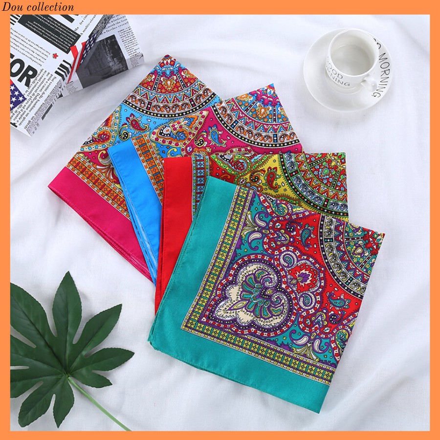 [Nowship2h] Khăn Bandana EXO, Khăn Turban Bohemian Phong Cách Vintage Chất Liệu Cotton 60x60cm - Mã B006