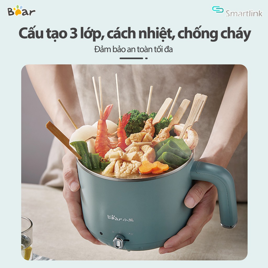 Nồi lẩu điện mini đa năng Bear. Nồi lẩu điện mini đa năng 1.2L chính hãng bear 1.2 Lít,Bảo Hành 12 Tháng Hagu