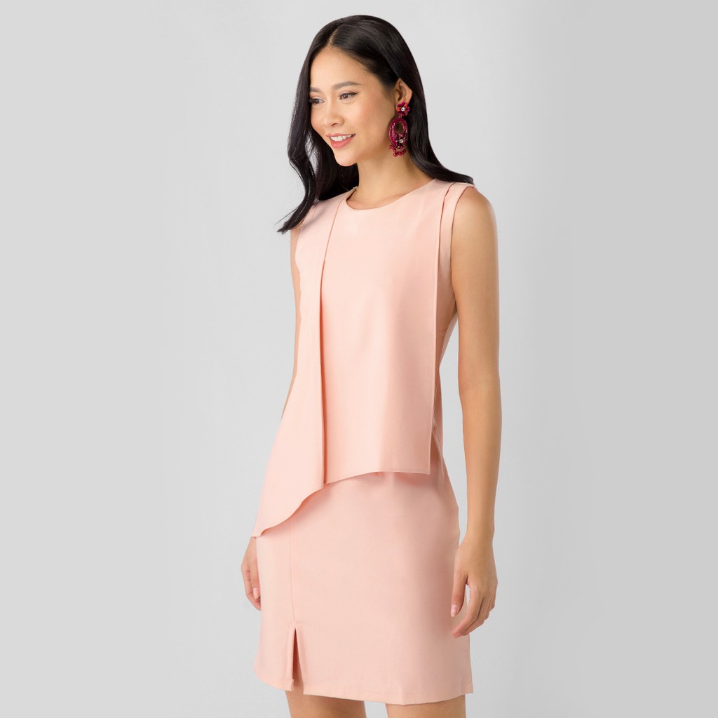 Đầm suông công sở phối tà thời trang Eden - D317