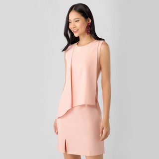 Đầm suông công sở phối tà thời trang Eden - D317