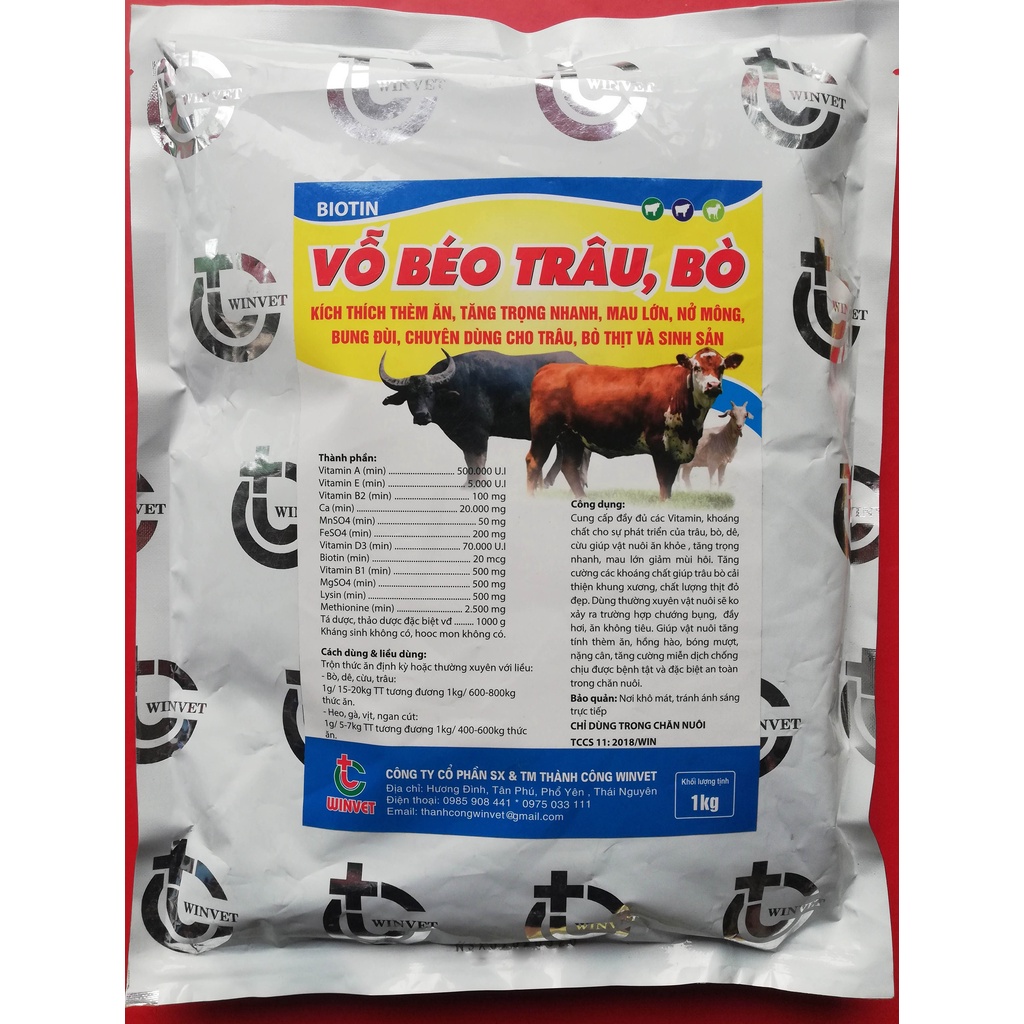 3kg VỖ BÉO TRÂU, BÒ tăng tính thèm ăn, tăng trọng nhanh