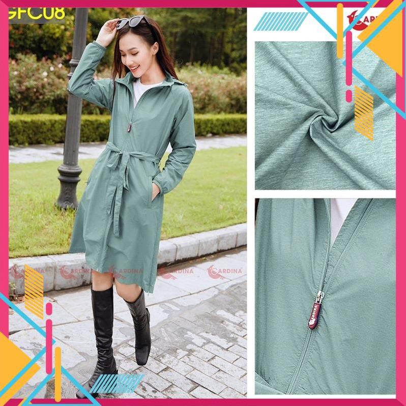 Áo gió nữ CARDINA 2 lớp vải gió nữ dáng dài chống nước, chống mốc cảm gió cản bụi chống nắng nhé | BigBuy360 - bigbuy360.vn