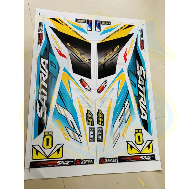 ( Quí khách vui lòng mang ra tiệm cho thợ dán ) Tem satria fi trắng