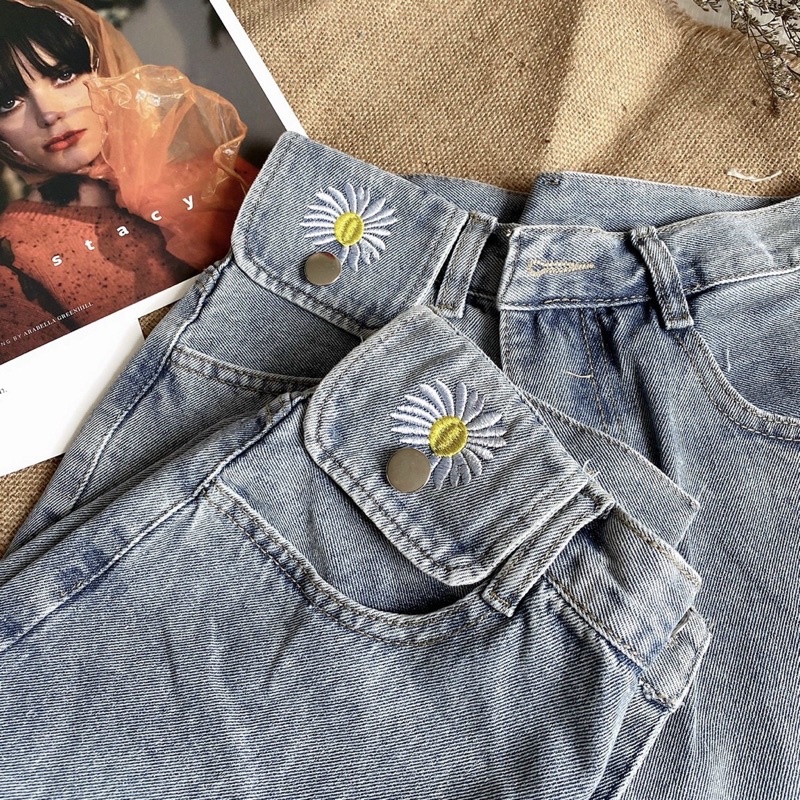 Quần Short Ngố Jean Nữ Bigsize Thêu Túi Nắp Sành Điệu Size Đại Lưng Cao Hàng VNXK MS17