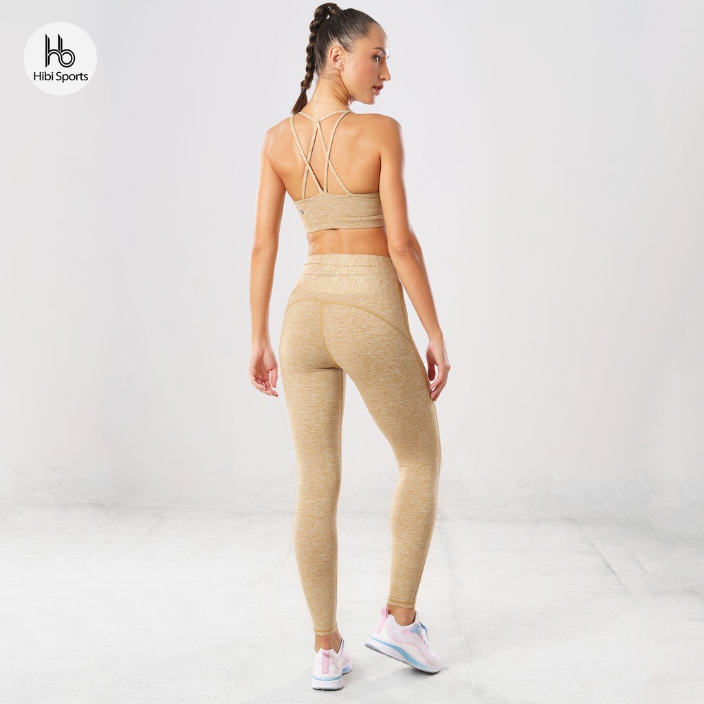 Set đồ tập yoga nữ Hibi Sports H132, áo bra thể thao 4 dây, quần lưng cao, kèm mút