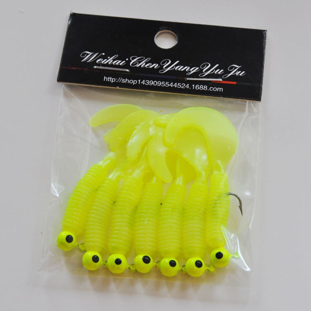 MUVAKO Set 7 mồi câu cá giả bằng cao su mềm 3.2g nhiều màu sắc tuỳ chọn