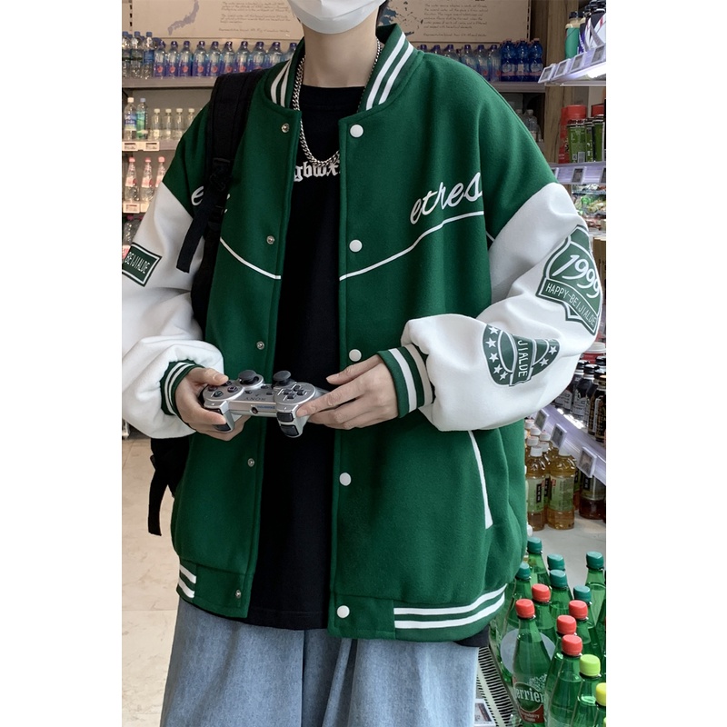 Áo Khoác Bóng Chày Nam Nữ Xanh Đen Hot Trend 2021 - Cam Kết Hàng Y Hình - Hỗ Trợ Đổi Trả