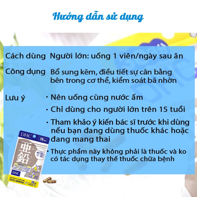 Combo viên uống biotin và kẽm DHC Nhật Bản, hỗ trợ mọc tóc, ngăn rụng tóc, bổ sung kẽm, viên uống 30 ngày TM-DHC-CB21