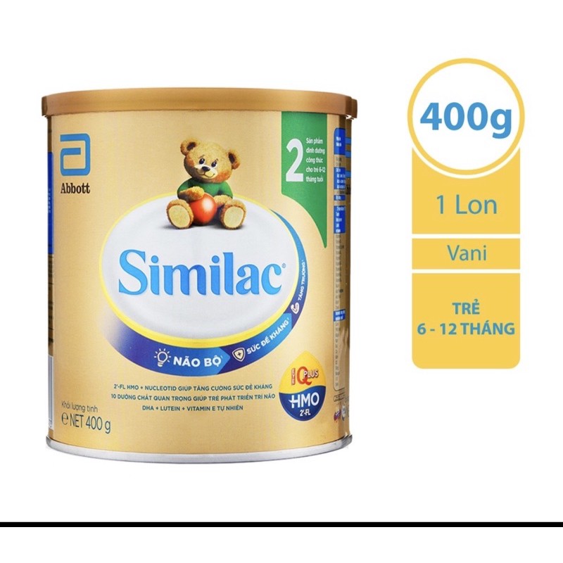 Sữa Similac Lon Eye-Q 2 400g HMO Gold Label-Hộp móp-HSD T3/2022