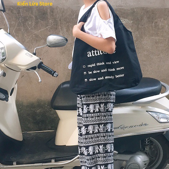 Túi Tote Vải Canvas Attitude Cỡ Lớn Dành Cho Nữ