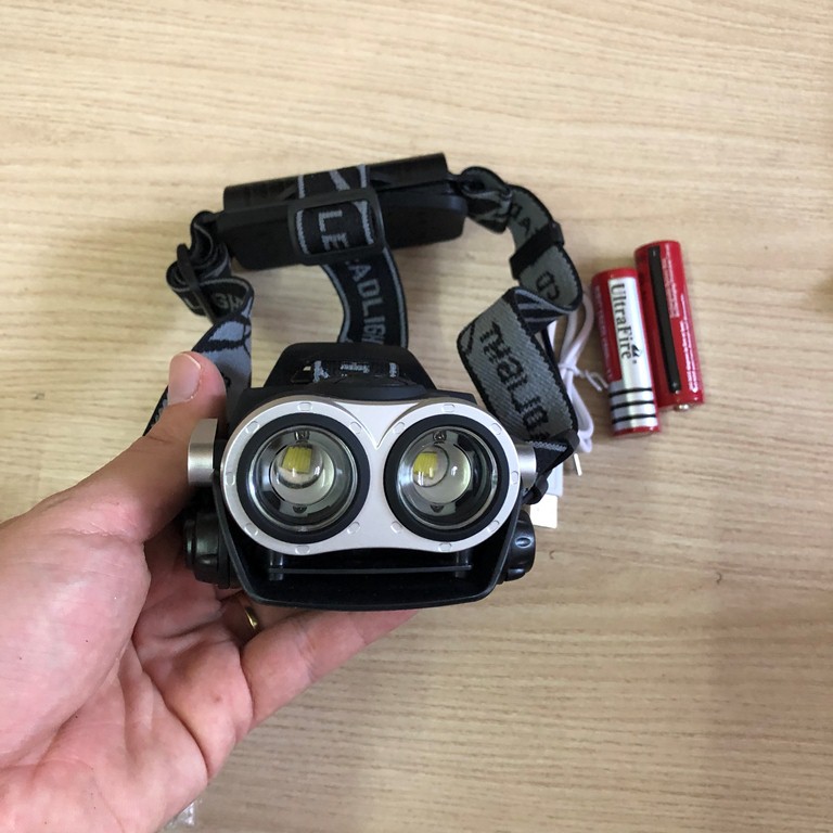 Đèn đội đầu led headlight zoom xa gần 2 bóng led T6 20w