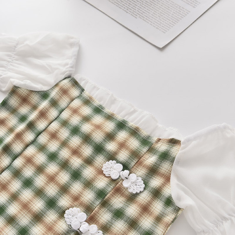 Đầm dự tiệc BEAR LEADER in họa tiết kẻ sọc ca rô in hình gấu dành cho bé gái 7-13 tuổi