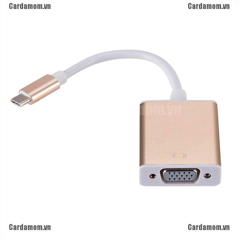 {carda} USB 3.1 Type C To VGA Adapter Cable USB-C Male To VGA 1080p Female Converter{LJ}