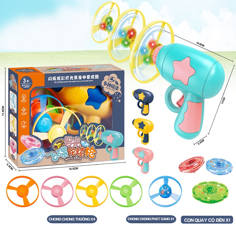 Súng bắn chong chóng phát sáng đồ chơi cho bé với con quay spiner DCVD06 KIDS GARDEN