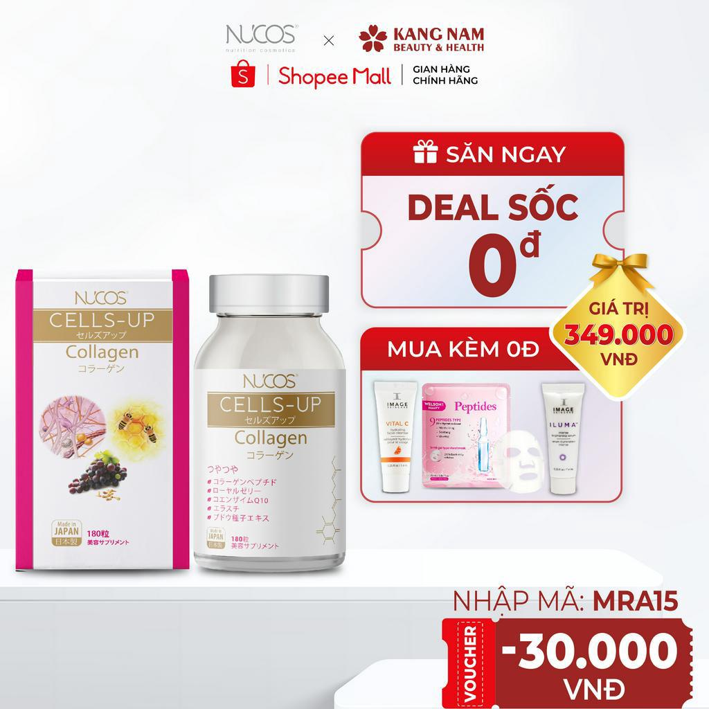 Viên Uống Bổ Sung Collagen Nhật Bản Nucos Cells-Up 180 Viên Giúp Da Tăng Đàn Hồi Ngăn Ngừa Lão Hóa