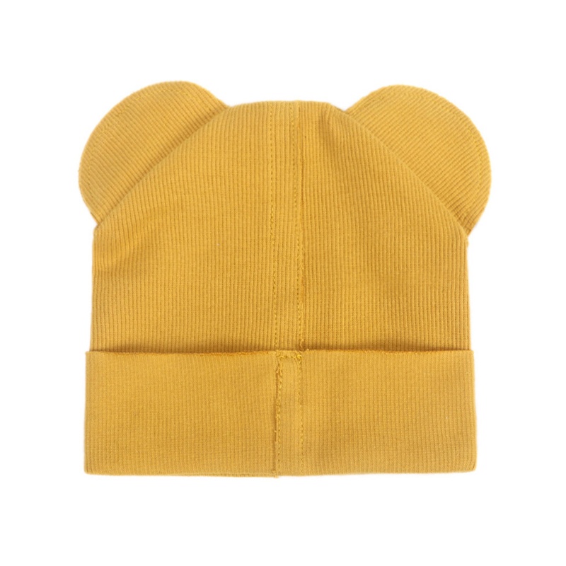 Bộ Găng Tay + Mũ + Găng Tay Dệt Kim Bằng Cotton Mềm Chống Trầy Hình Tai Gấu Dễ Thương Cho Bé Sơ Sinh