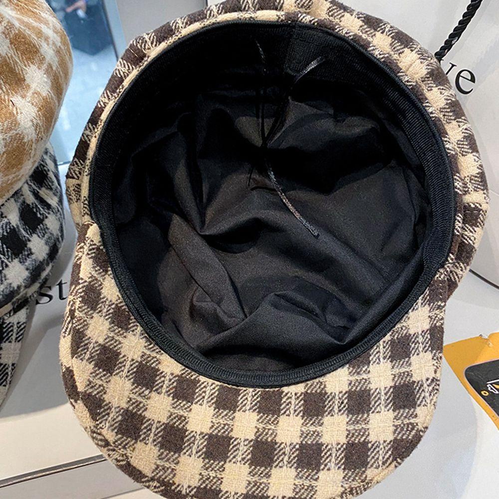 Mũ Beret Kẻ Sọc Caro 1 Phong Cách Anh Quốc Thời Trang Thu Đông Cho Nữ