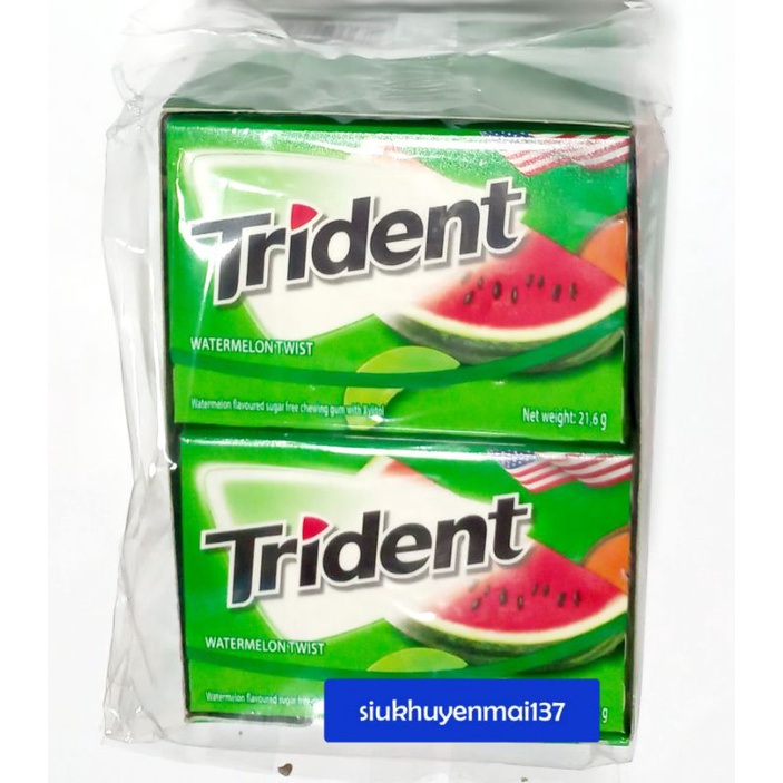 Hộp 12 vĩ trident dưa/bạc hà singum không đường