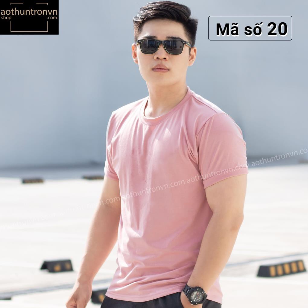Áo thun trơn cotton 4 chiều ngắn tay cổ tròn RIN STORE Màu Hồng Nude phom basic suông rộng .
