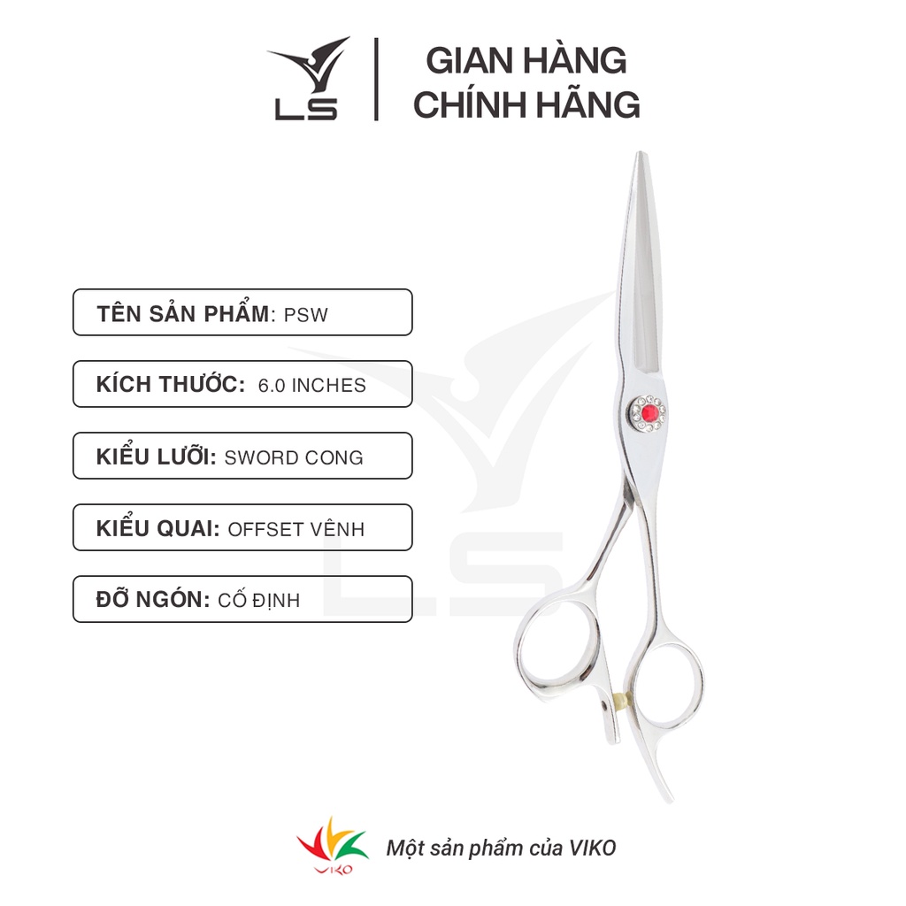 Kéo chuốt tóc LS sword cong offset vênh đỡ ngón cố định PSW