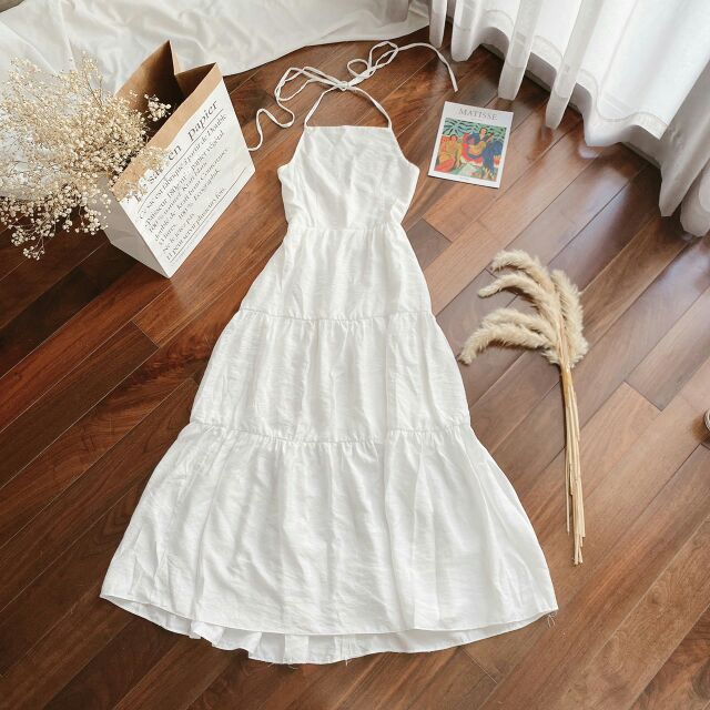 Đầm maxi cổ yếm tầng | BigBuy360 - bigbuy360.vn
