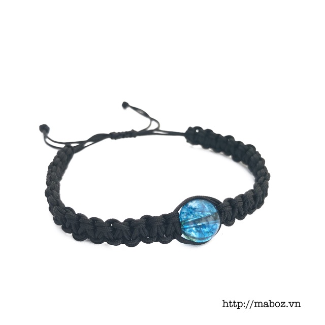 Vòng tay dây vải đá Aquamarine Ocean