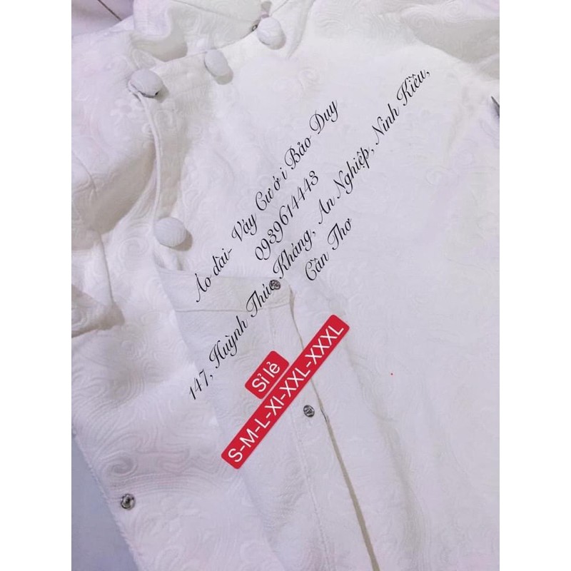 Áo dài nam trắng gấm