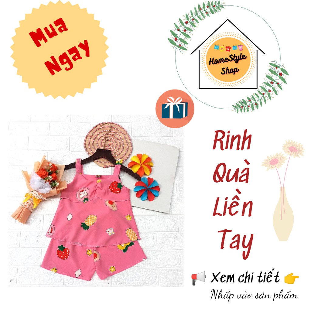 ĐỒ BỘ BÉ GÁI 13-18 kg Áo hai dây quần sọt hình hoa quả