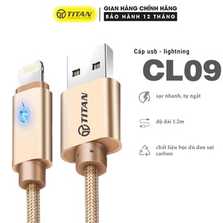 Cáp titan cl09 chân lightning , tự ngắt , sạc nhanh