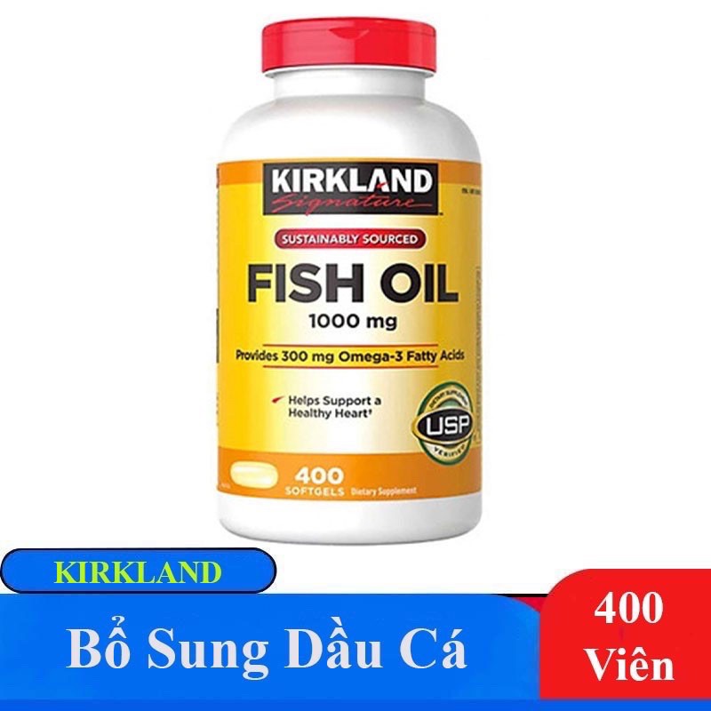 [DATE 2023] Viên uống Dầu Cá Kirkland Fish Oil 1000Mg 400 viên của Mỹ