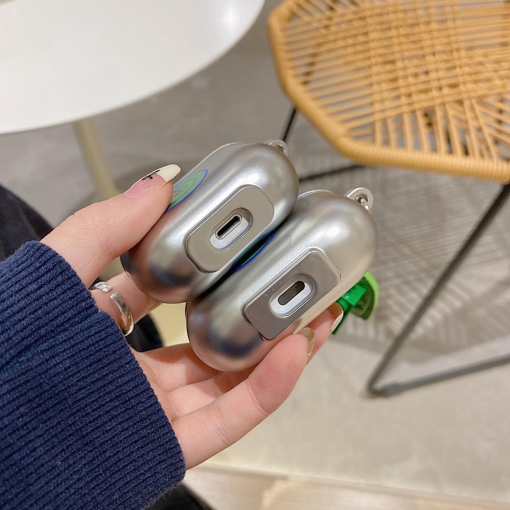 Vỏ Bảo Vệ Hộp Sạc Tai Nghe Bluetooth Không Dây Airpods 1 2 pro 3 2021 gen3 Mạ Điện Màu Bạc Họa Tiết Hoạt Hình Dễ Thương