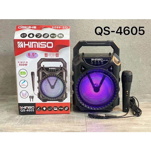 Loa Karaoke Mini Kimiso QS-4605 LED , Loa Kết Nối Bluetooth Nghe Nhạc Hát Karaoke Cực Hay  + Tặng kèm 1 Micro