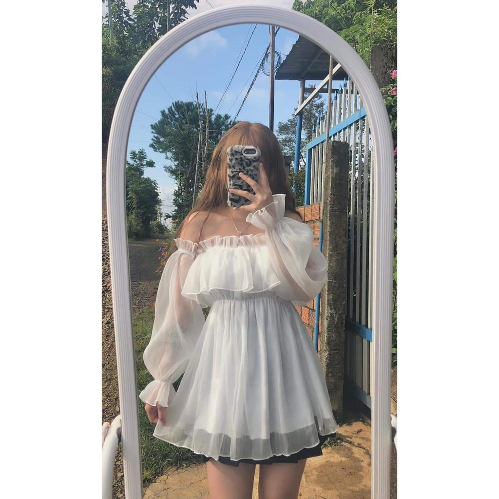 Áo Trễ Vai Tay Bồng, Chun Eo Trắng Cho Nữ | BigBuy360 - bigbuy360.vn