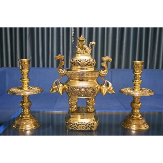 Bộ lư đồng vuông khắc 2D cao 50cm