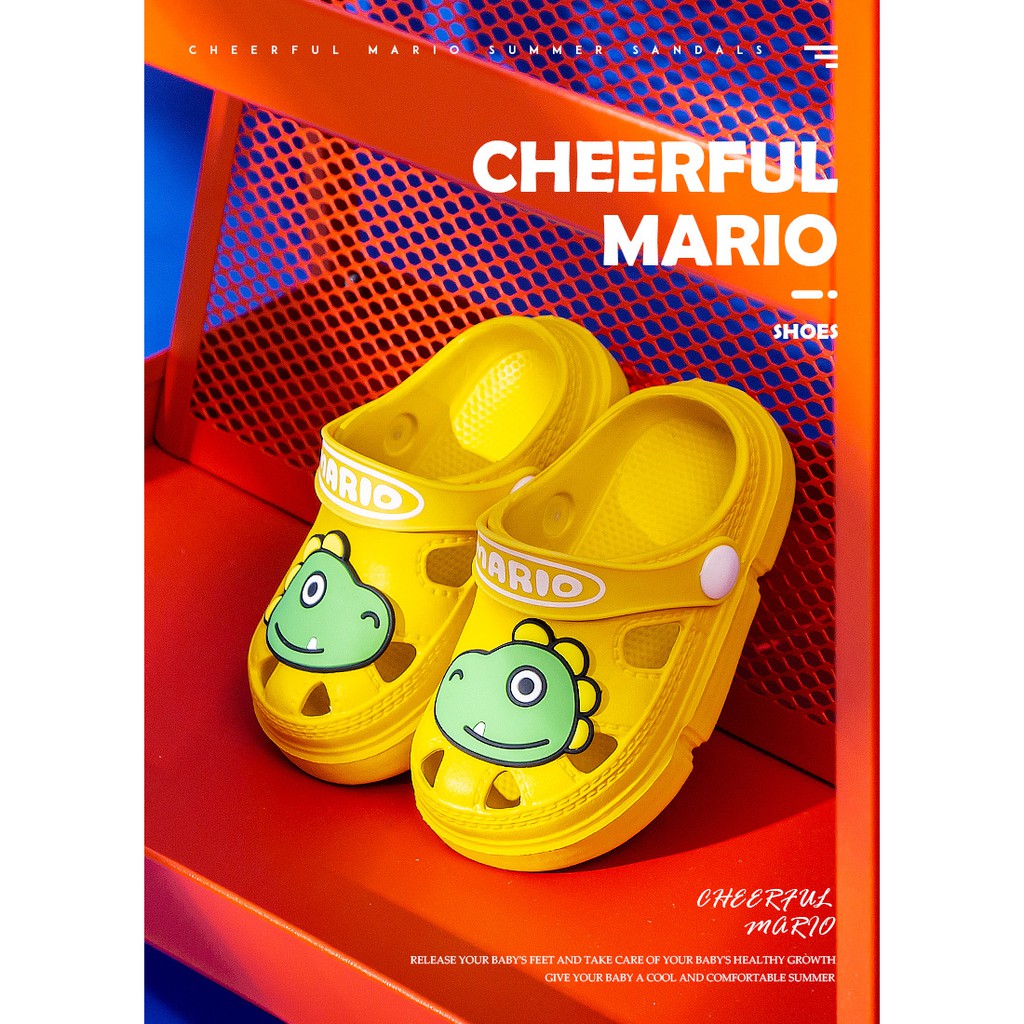 Dép cross cho bé Cheerful Mario, sục cho bé trai bé gái siêu nhẹ chống trơn trượt chính hãng SM6