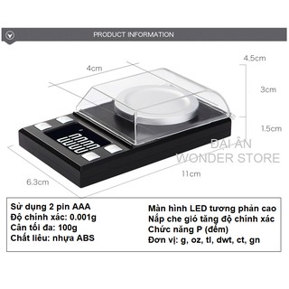 Cân vàng tiểu ly điện tử 0.001g cao cấp