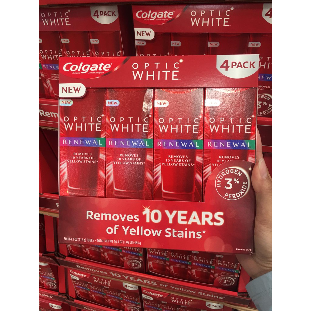 Kem đánh răng siêu trắng răng Colgate Optic White Renewal của Mỹ