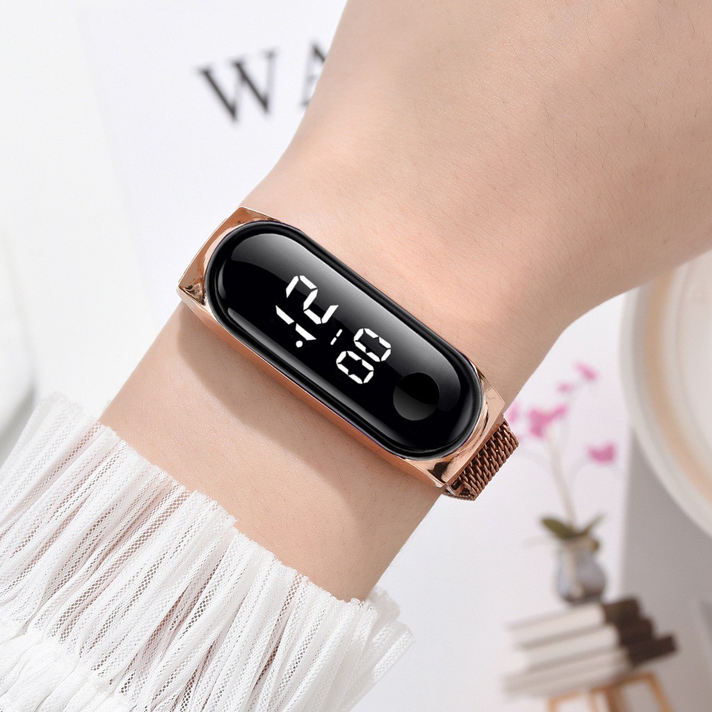 Đồng Hồ Nữ Chính Hãng DIMINI Mặt Chữ Nhật Thời Trang Hiển Thị Đèn Led Giờ Điện Tử Dây Nam Châm Cao Cấp Đẹp Giá Rẻ - HÀNG
