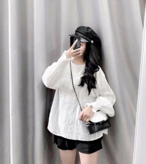 Sơ mi voan tay bồng cách điệu xinh xắn